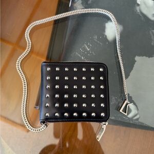 Saint Laurent Leather Black Studded Chain Wallet Men’s
